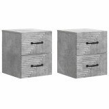 vidaXL Dulap de noapte suspendat 2 pcs Gri Beton 34,5 x 33 x 40 cm 898642