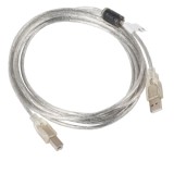Cablu USB 2.0 pentru imprimanta, Lanberg 41356, lungime 3m, cu ferita, USB-A tata la USB B tata, transparent