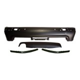 Set bara spate BMW Seria 5, 01.19, cu gauri senzori parcare; grunduit, de vopsit; type M-Tech; cu bandouri, cu spoiler; cu iesiri evacuare dubla;