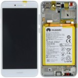 Huawei P8 Lite 2017 (PRA-L21) Capac frontal modul display + LCD + digitizer + baterie alb 02351DYN