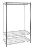 Cumpara ieftin Raft 2 polite cu suport haine crom argintiu 90x45x180 cm