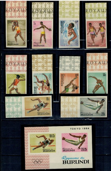 Burundi 1964 - Jocurile Olimpice, serie ndt + colita ndt neuzata