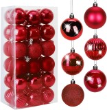 Set de 36 globuri pentru bradul de Craciun BLAZOR, plastic, rosu, 6 cm