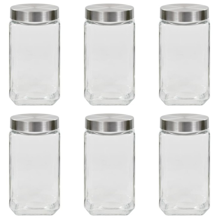 Borcane depozitare, capac argintiu, 6 buc., 2100 ml