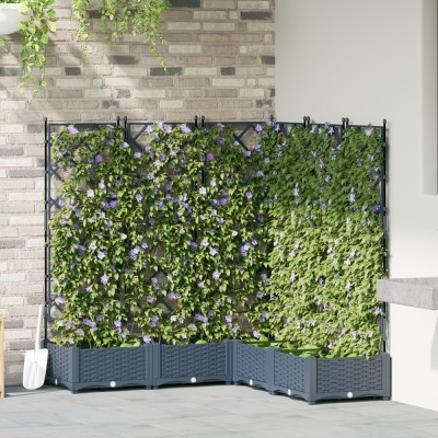 vidaXL Ghiveci de grădină cu trellis 5 pcs Gri 120 x 120 x 125.5 cm PP 42002865 foto