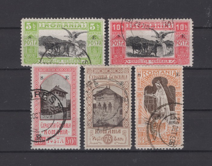 Expozitia Generala Bucuresti 1906 - Supratipar SE, 5 v. stampilate