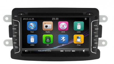Navigatie Gps Dacia Logan Duster Sandero Logdy Dokker Renault , Windows 6.0 , Dvd Player , Usb , Bluetooth , Card 8GB Europa full foto