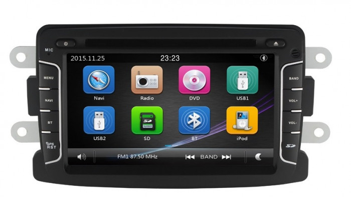 Navigatie Gps Dacia Logan Duster Sandero Logdy Dokker Renault , Windows 6.0 , Dvd Player , Usb , Bluetooth , Card 8GB Europa full