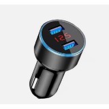 Incarcator auto cu afisaj digital LED, carcasa metalica, incarcare rapida PD si QC 3.0, dublu USB, putere pana la 6A, negru