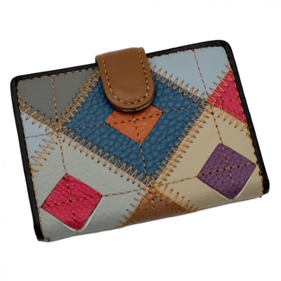 Portcard dama din Piele Naturala: Port Card pentru Femei Multicolor cu 20 Sloturi, 10x7,5 cm foto