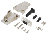 Conector D-Sub 9 pini mamă unghi 45&deg; lipire cablu aurit