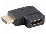 Adapter HDMI 2.0 LANBERG 90&deg; st&acirc;nga/dreapta, negru, aurit, compatibil 4K HDR UHD ARC