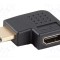 Adapter HDMI 2.0 LANBERG 90&deg; st&acirc;nga/dreapta, negru, aurit, compatibil 4K HDR UHD ARC