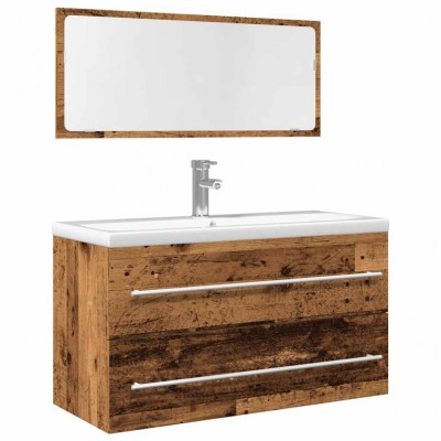 Set mobilier de baie, 2 piese, lemn vechi, lemn prelucrat foto