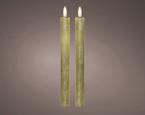 Set 2 lumanari cu LED, Lumineo, 2.2x24.5 cm, ceara, auriu
