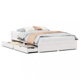 Cumpara ieftin Cadru de pat fara saltea, alb, 140x200 cm, lemn masiv pin