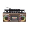Radio Retro Portabil, Incarcare Solara, Bluetooth, FM/AM/SW, AUX, TF, 10W, Lumini RGB, Maro/Negru