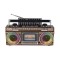 Radio retro, cu incarcare solara, conexiune bluetooth, putere 10W, AUX, FM, AM, SW, TF, lumini led RGB, portabil, maro/negru