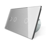 Livolo VL-C702/C701-15 &icirc;ntrerupător touch dublu + simplu cu indicator luminos, gri