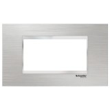 Rama Schneider Electric Easy Styl LMR7664038, 4 module, argintiu + crom, inox, pentru priza / intrerupator