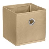 Cutie Depozitare Bej 20x20x20 cm, Fara Capac, Poliester, Organizator Obiecte Mici, Inel Metalic