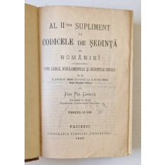 AL II - LEA SUPLIMENT LA CODICELE DE SEDINTA AL ROMANIEI de JON PH. GHETU , 1900