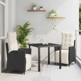 VidaXL Set de mese de grădină , 3 piese, din rattan sintetic negru