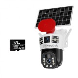 Camera de supraveghere, HexaEye, cu vedere tripla, Interior/Exterior, Panou solar 12000mAh