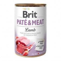 Hrana umeda pentru caini Brit Pate & Meat cu Miel, 400g