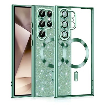 Husa pentru Samsung Galaxy S22 Ultra 5G - Techsuit Luxury Glitter MagSafe - Light Green foto