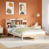 Cumpara ieftin Pat cu bibliotecă fără saltea, 160x200 cm, lemn masiv de pin