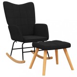 VidaXL Scaun balansoar cu taburet, negru, textil