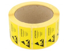 Etichetă Autoadezivă ESD 50x25mm 1000 buc Rola Galben-Negru
