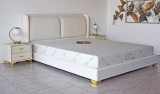 Cumpara ieftin Pat Marvis 160x200 cm Tapitat Catifea Nuanta Crem Somiera Inclusa (cod 8211)