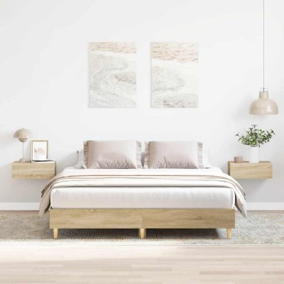 vidaXL Cadru de pat fără saltea Stejar Sonoma 140x200cm Lemn prelucrat 3328719 foto