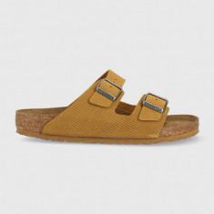 Birkenstock papuci din piele Arizona Corduroy bărbați, culoarea maro, 1026093