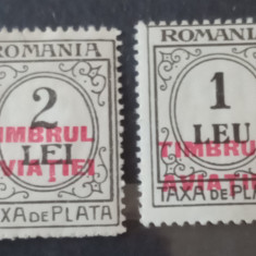 Romania 1931 timbrul aviației supratipar roșu serie neștampilată