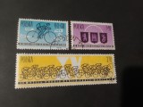 Seria Completă Polonia 1962 - Ciclism, A XV-a Cursă a Păcii Berlin-Praga-Varșovia, Pluton Cicliști, Steme Heraldice, 3v - Ștampilată -A333