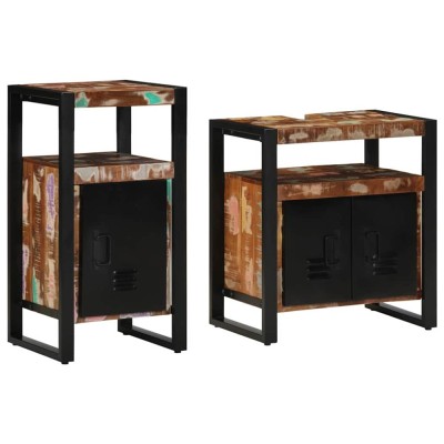 vidaXL Set de mobilier pentru baie 2 pcs Maro Lemn masiv reciclat 3305603 foto