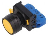 Comutator 22mm Poz.i 1 NO galben acţionat prin apăsare