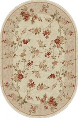 Covor Oval Model Lotos 551-100, Marime 60 x 110 cm, Bej, Crem, Inaltime Fir 8 mm, Antialergic, Polipropilena, Living, Dormitor, Sufragerie, Birou