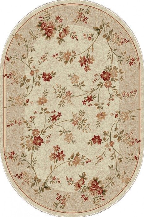 Covor Oval Model Lotos 551-100, Marime 60 x 110 cm, Bej, Crem, Inaltime Fir 8 mm, Antialergic, Polipropilena, Living, Dormitor, Sufragerie, Birou