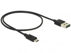 Cablu de date Delock USB-A - MicroUSB-B 0.5m Black foto