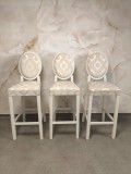 SET 3 SCAUNE FLY2 DE BAR DIN LEMN TAPITAT disponibil un set