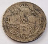 Florin Victoria 1864 Londra, Marea Britanie, Argint, Moneda Veche