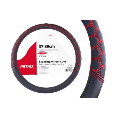 Husa volan cu cusatura rosie model Hexa SWC-23-M (37-39cm) FAVLine Selection foto