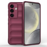 Husa pentru samsung galaxy s24, antisoc, margini cu striatii, design minimalist, bordeaux
