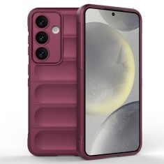 Husa antisoc pentru samsung galaxy s24 fe, margini striate, magic shield, bordeaux foto