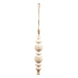Cumpara ieftin Set 2 ornamente brad Craciun lemn alb bej 5x23 cm