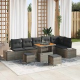 vidaXL Set de canapele pentru grădină 9 pcs Gri deschis și gri &icirc;nchis